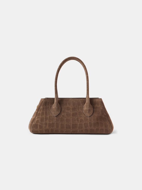WOMEN - WOMEN'S SUEDE CROC HONEY 40 SHOULDER - Dark Brown