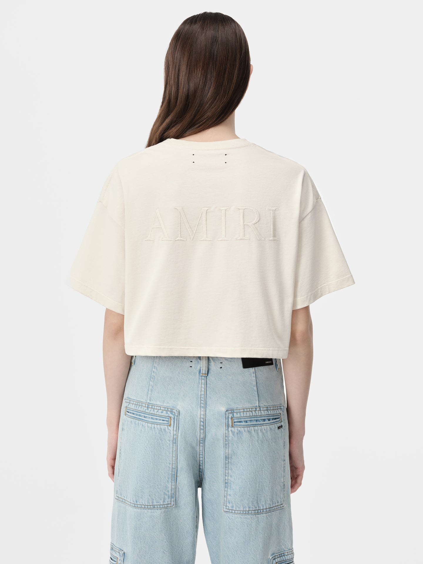 WOMEN - WOMEN'S AMIRI EMBROIDERED CROPPED TEE - Alabaster