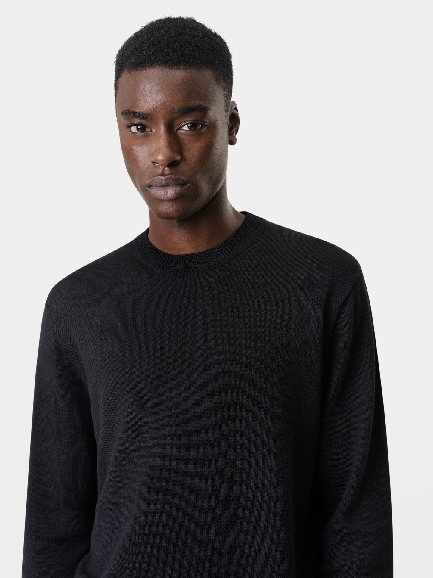 AMIRI Long Sleeve Crew in Black with MX1 Jeans in Deep Classic Indigo and Black White Skel Top Low Sneakers