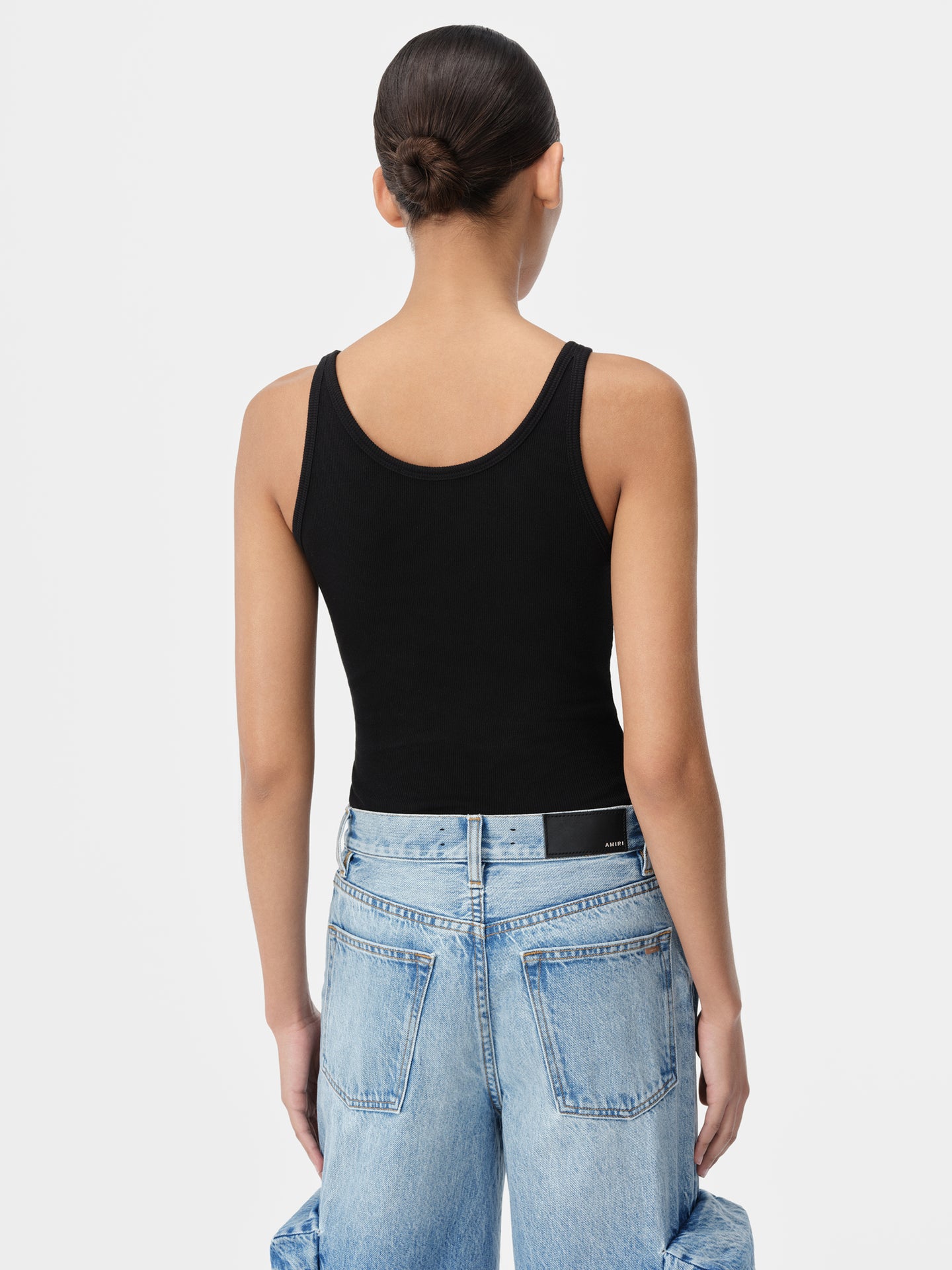 WOMEN - MA EMBROIDERED RIBBED TANK - Black
