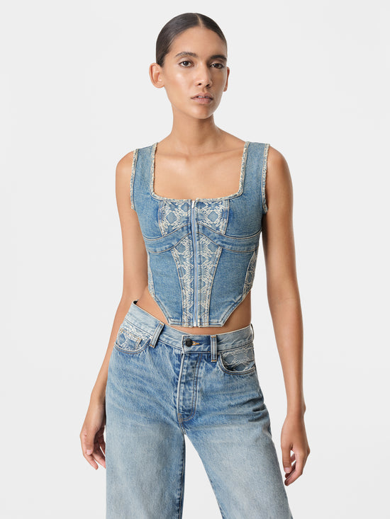 WOMEN - WOMEN'S MA QUAD CORSET TOP - Classic Mid Indigo