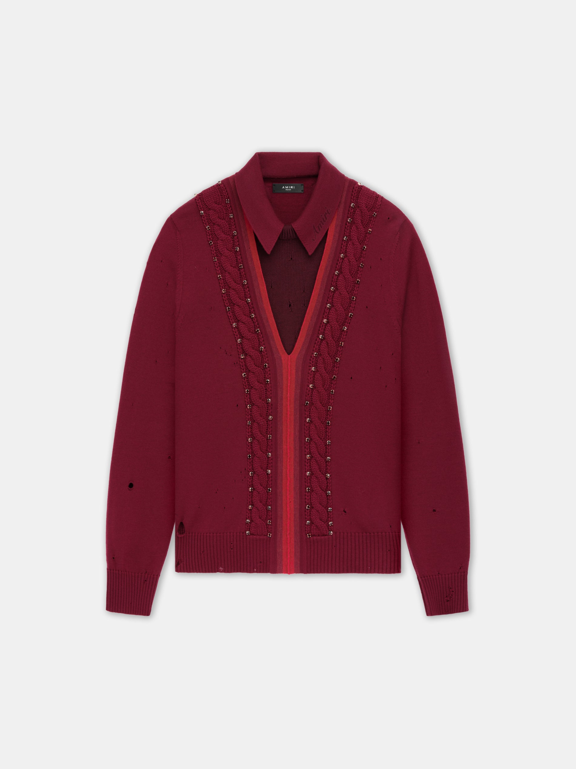 Product LAYERED LONG SLEEVE SHOTGUN POLO - Burgundy featured image