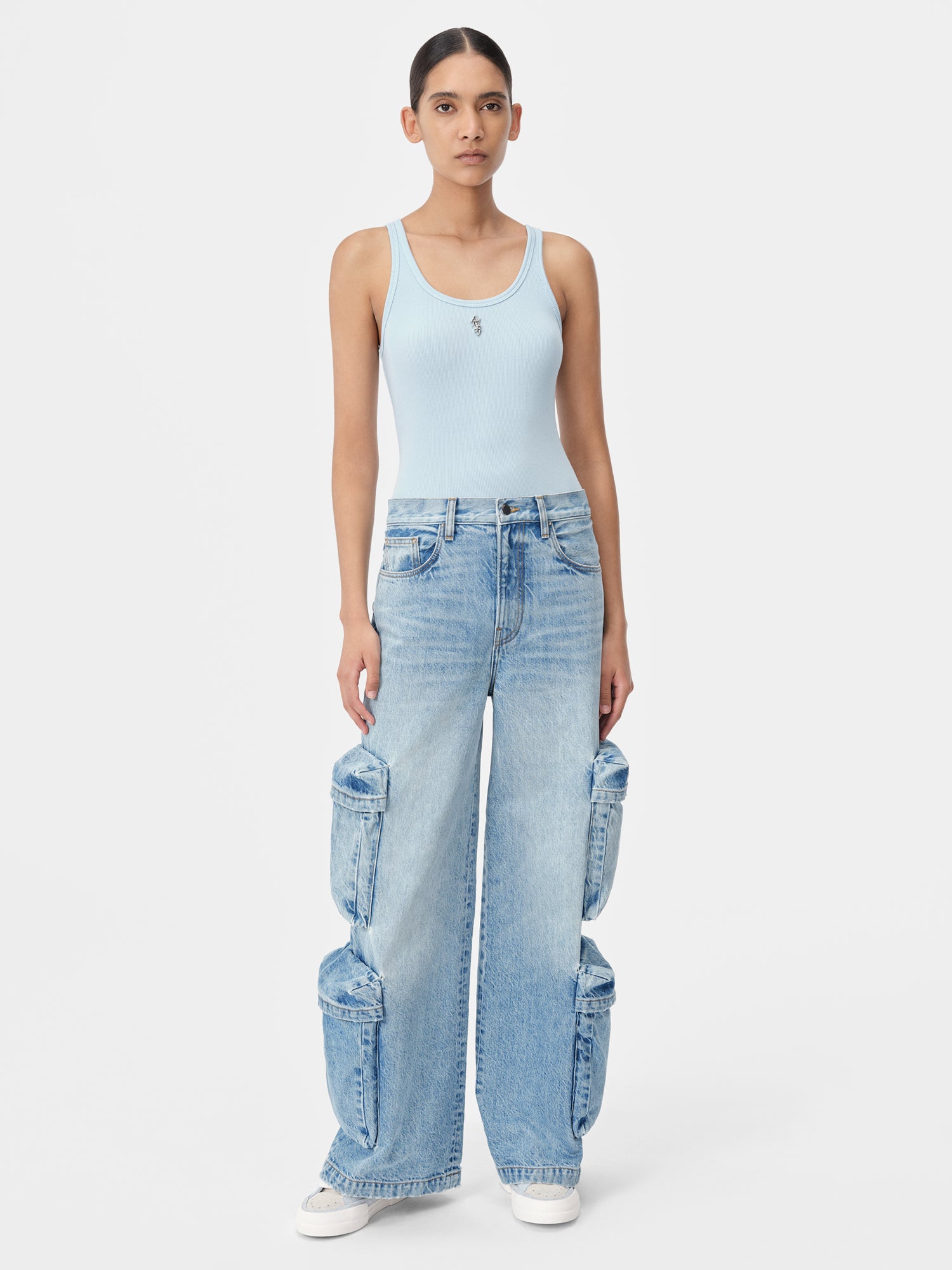 Product WOMEN - WOMEN'S AMIRI STACKED RIBBED TANK - Cerulean featured image