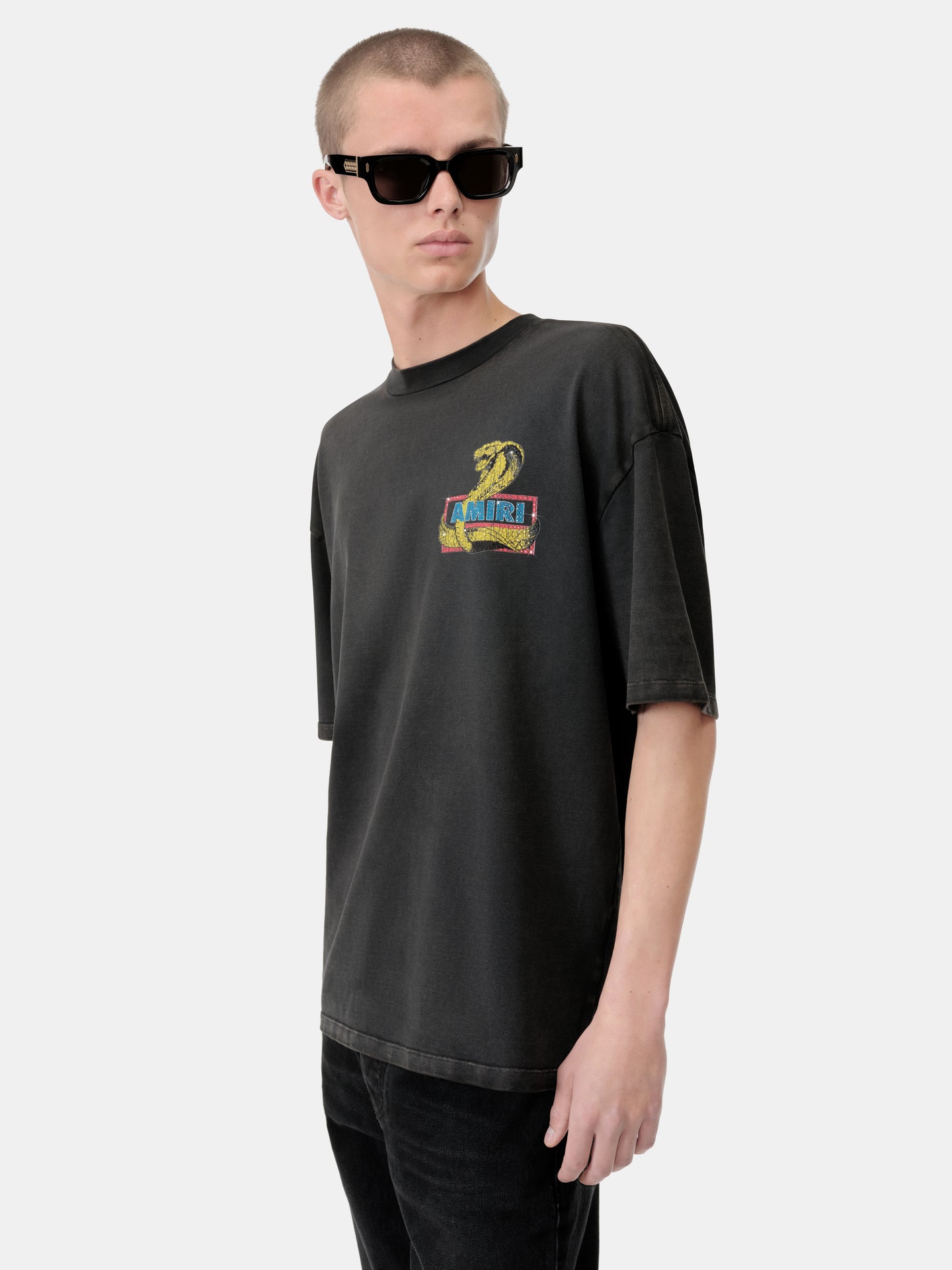 AMIRI CRYSTAL COBRA OVERSIZED TEE - Black - AMIRI