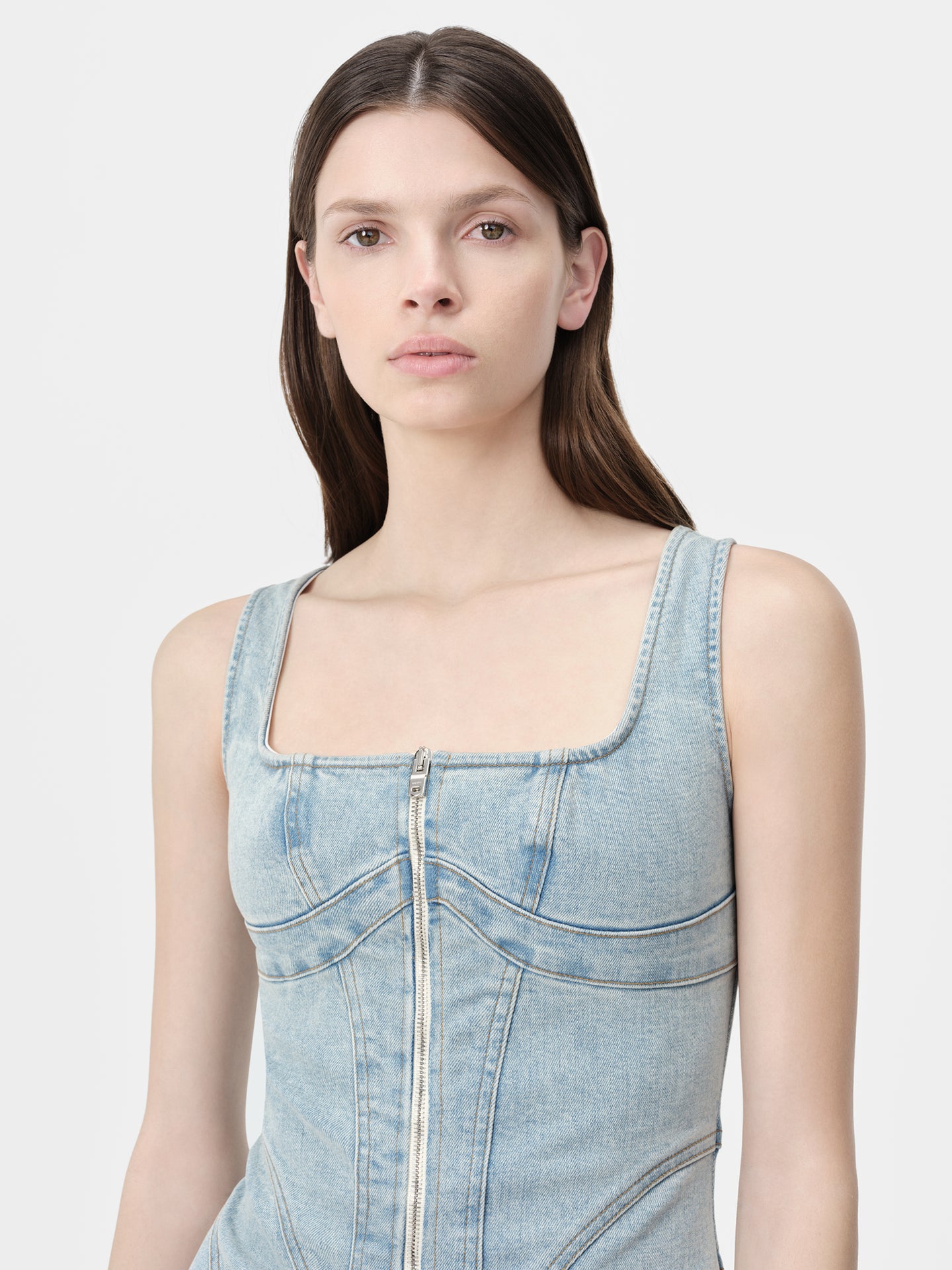 WOMEN - WOMEN'S ZIP CORSET DRESS - Light Indigo