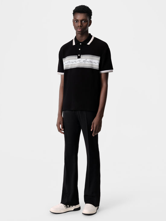 AMIRI WAVE BAJA STRIPE POLO - Black