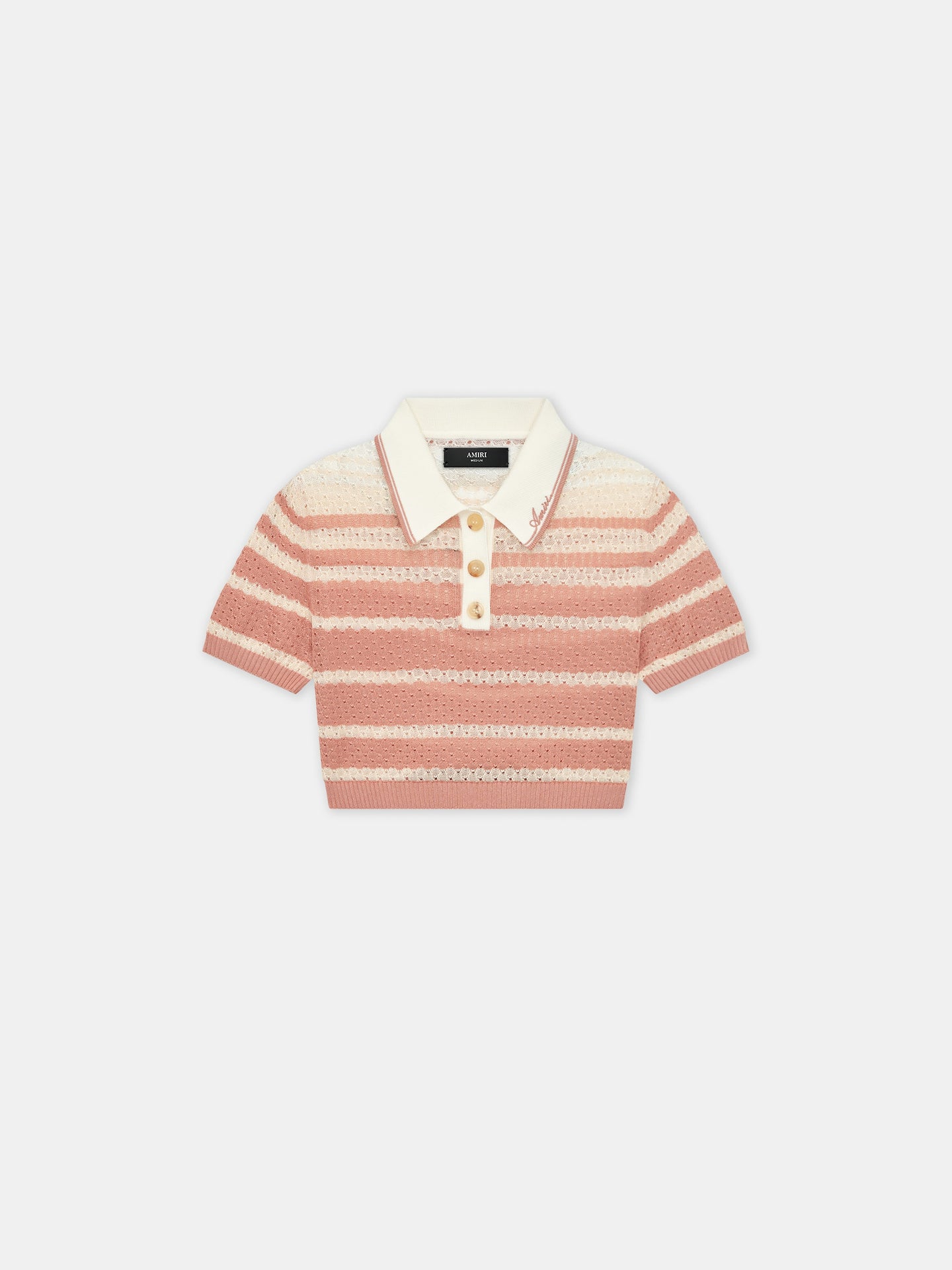 WOMEN - WOMEN'S STRIPE CROPPED POLO - Dusk Pink - AMIRI