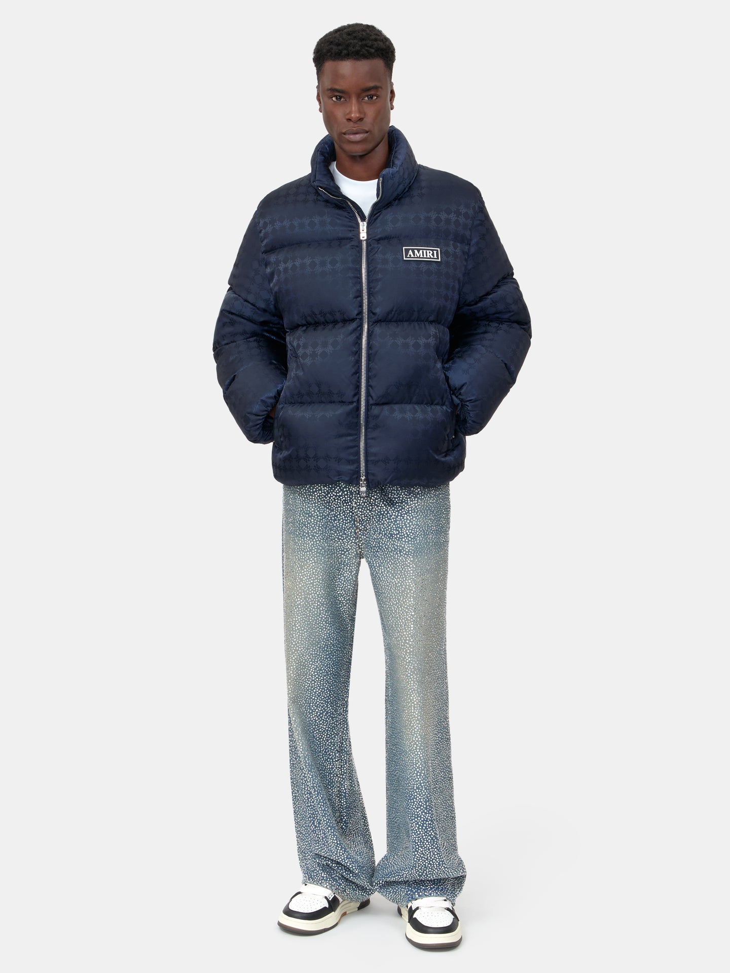 MA QUAD JACQUARD DOWN JACKET - Midnight Blue - AMIRI