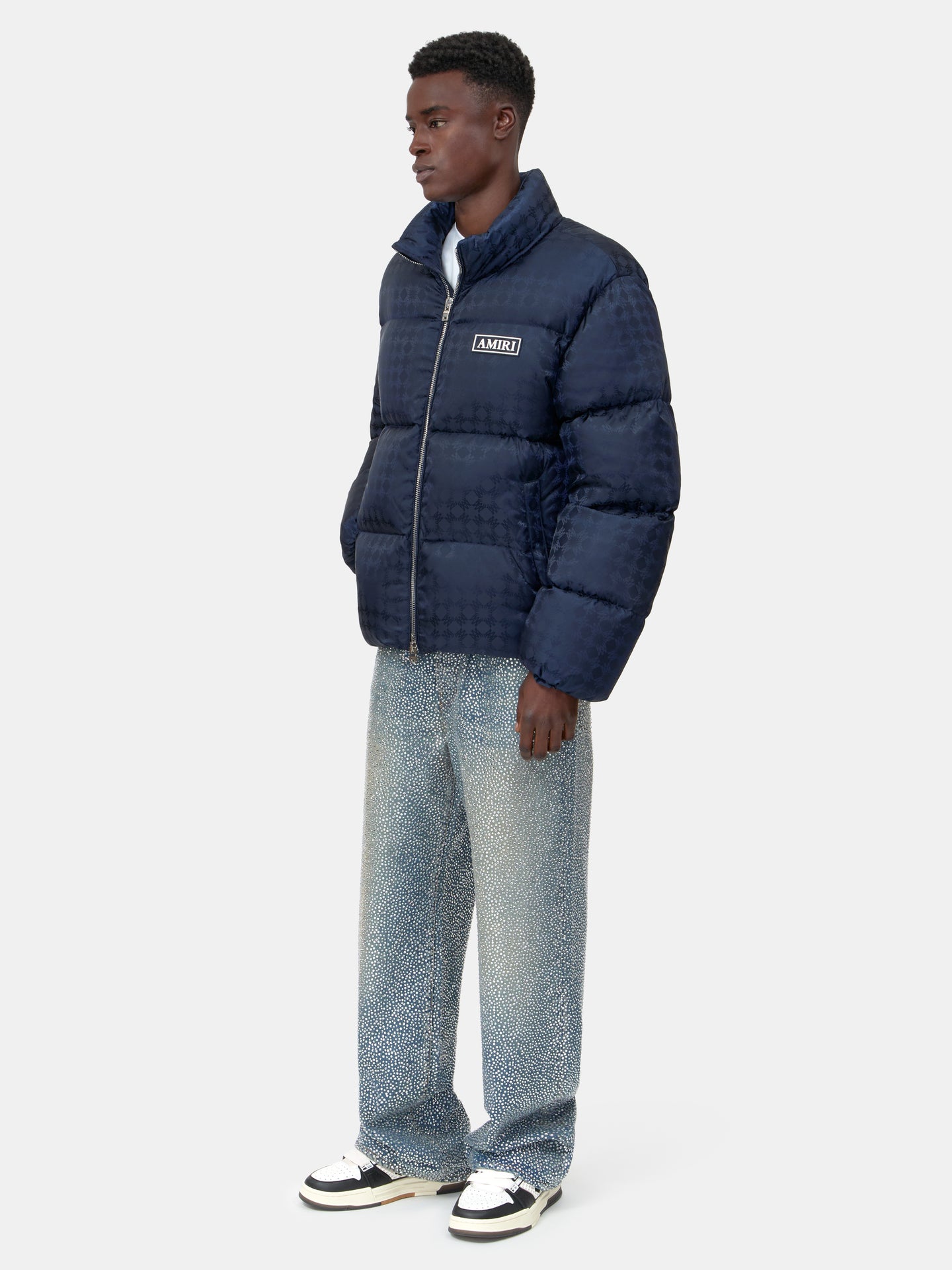 MA QUAD JACQUARD DOWN JACKET - Midnight Blue - AMIRI