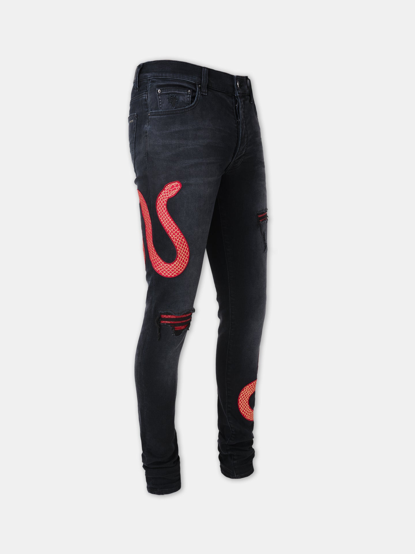 AMIRI SNAKE SKINNY JEAN - Vintage Black