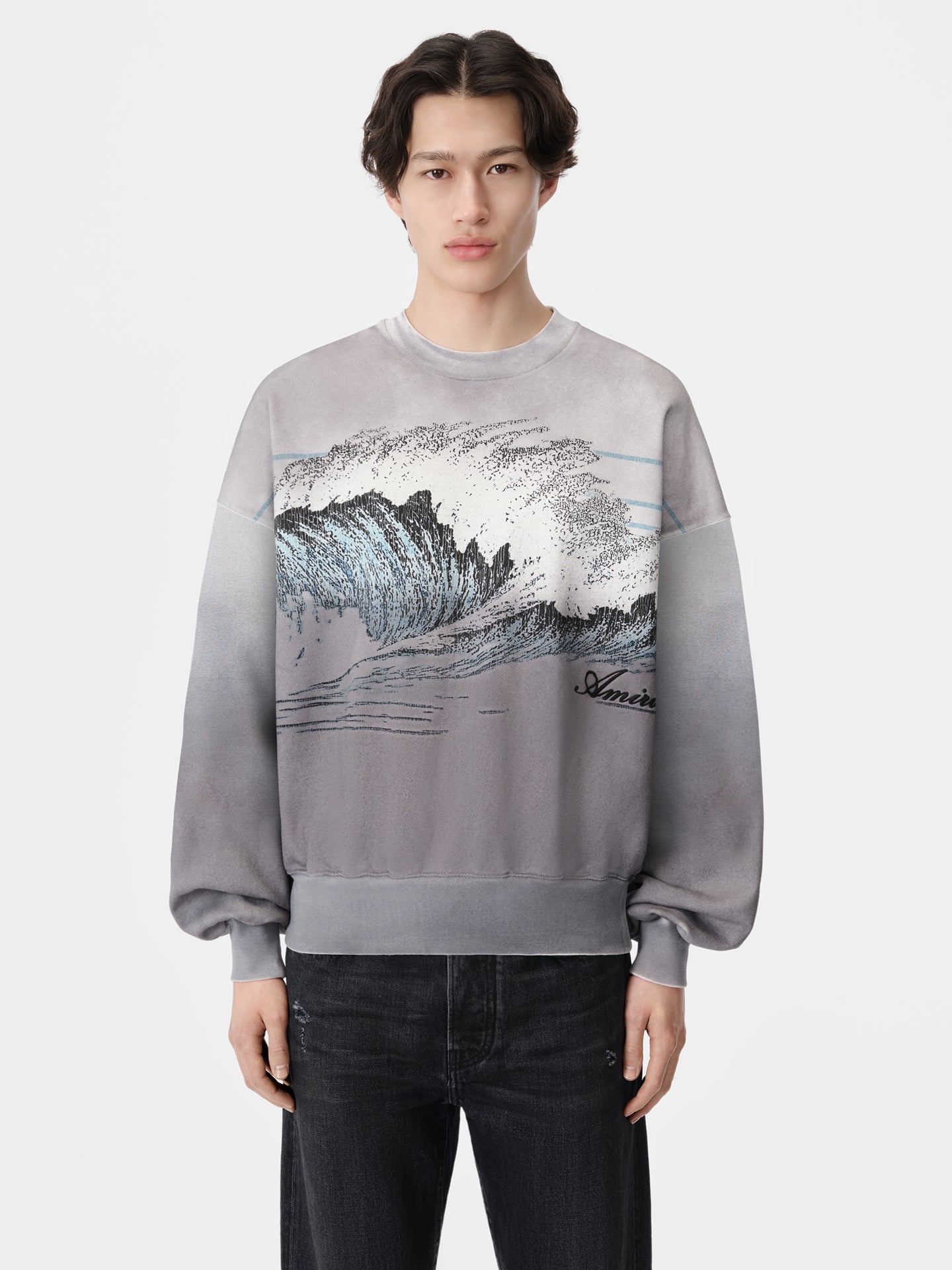 VINTAGE WAVE OVERSIZED CREW - Black