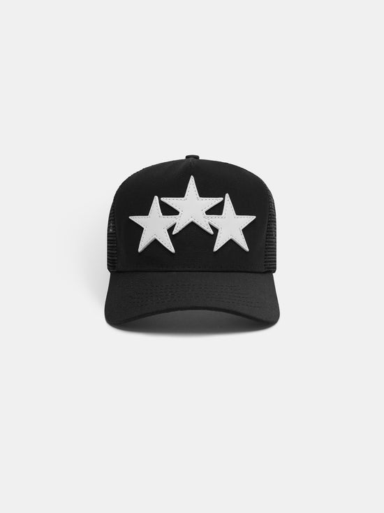 3 Star Trucker Hat - Black/White