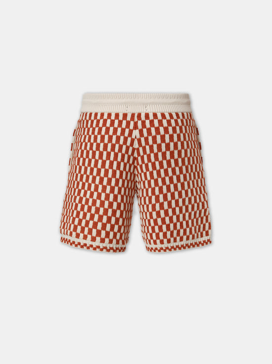 CHECKERED SHORT - Burnt Orange