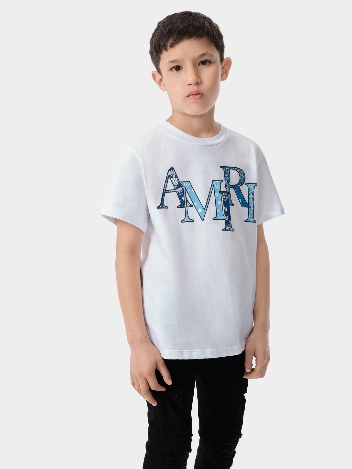 KIDS - KIDS' AMIRI BANDANA STAGGERED TEE - White