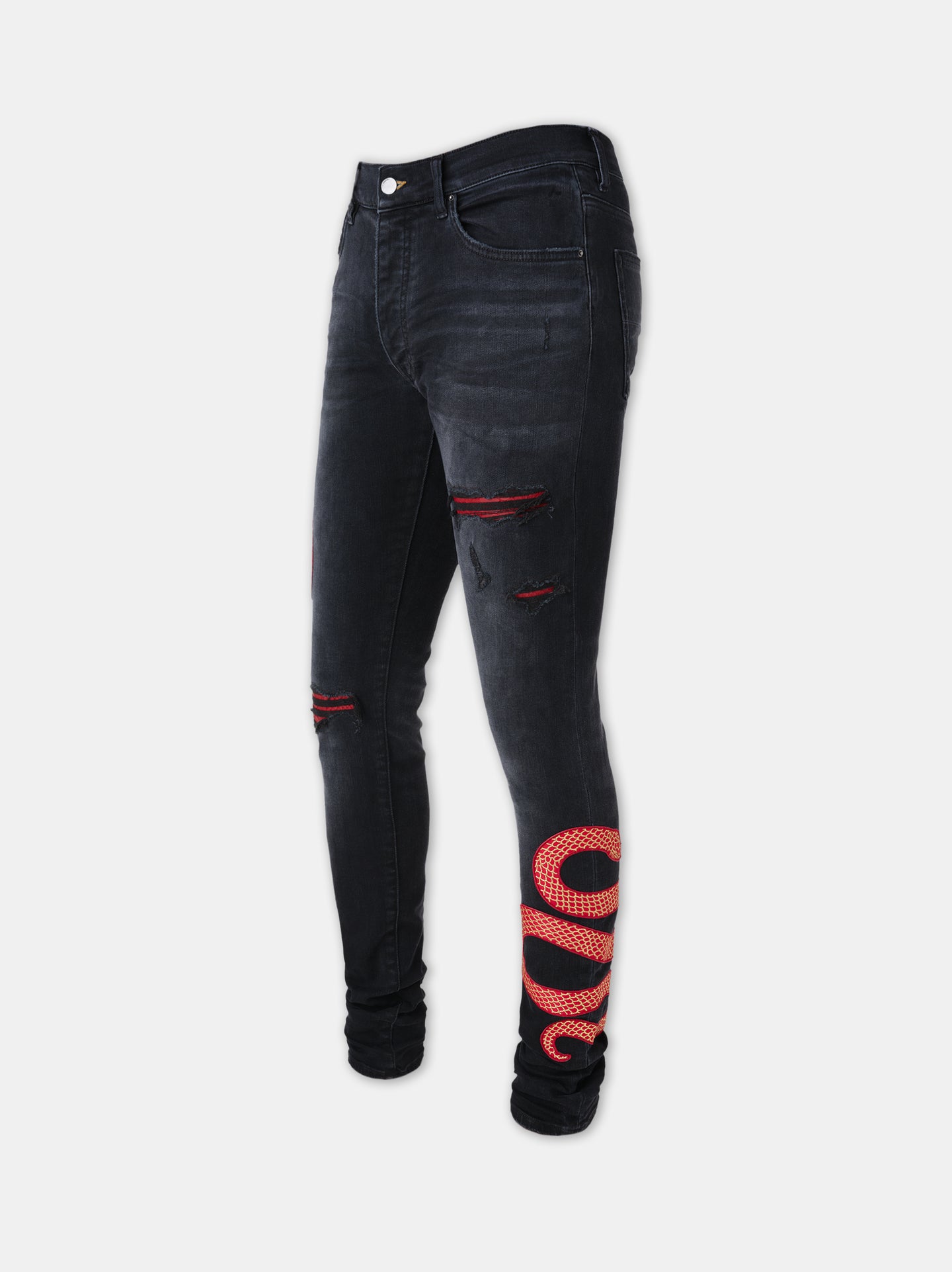 AMIRI SNAKE SKINNY JEAN - Vintage Black