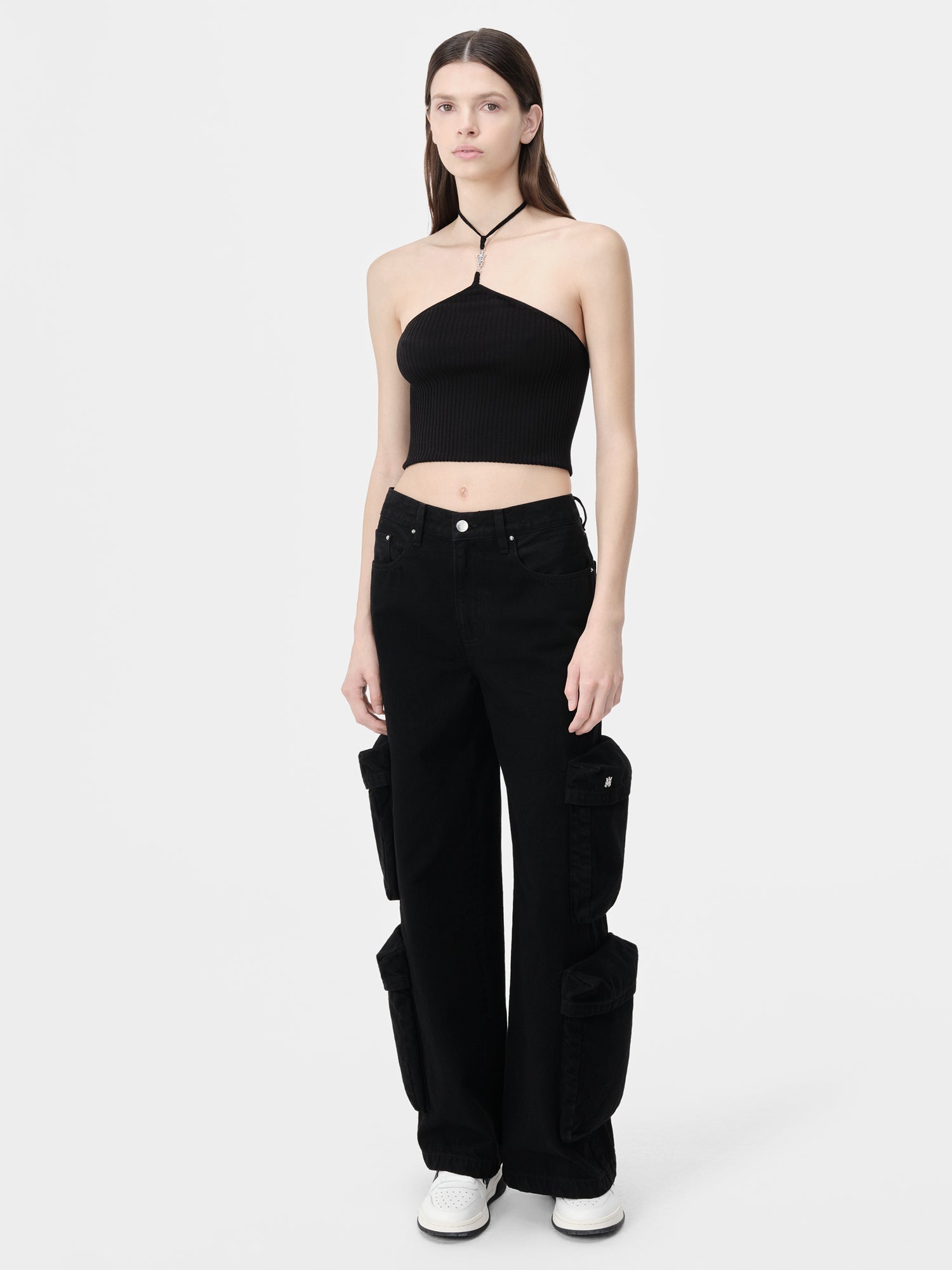 Product WOMEN - WOMEN'S AMIRI STACKED HALTER TOP - Black featured image