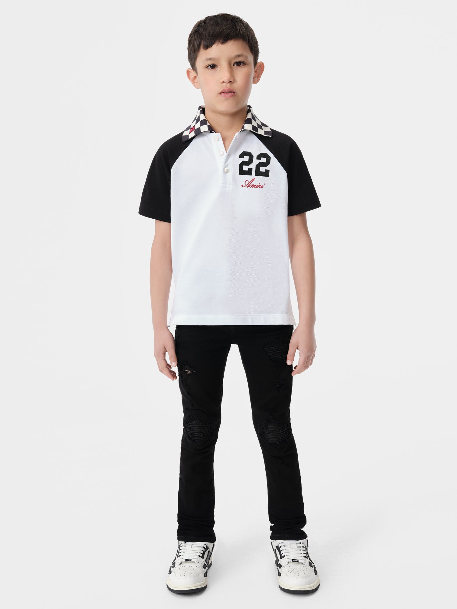 Product KIDS - MA CHECKERED 22 POLO - White Black featured image