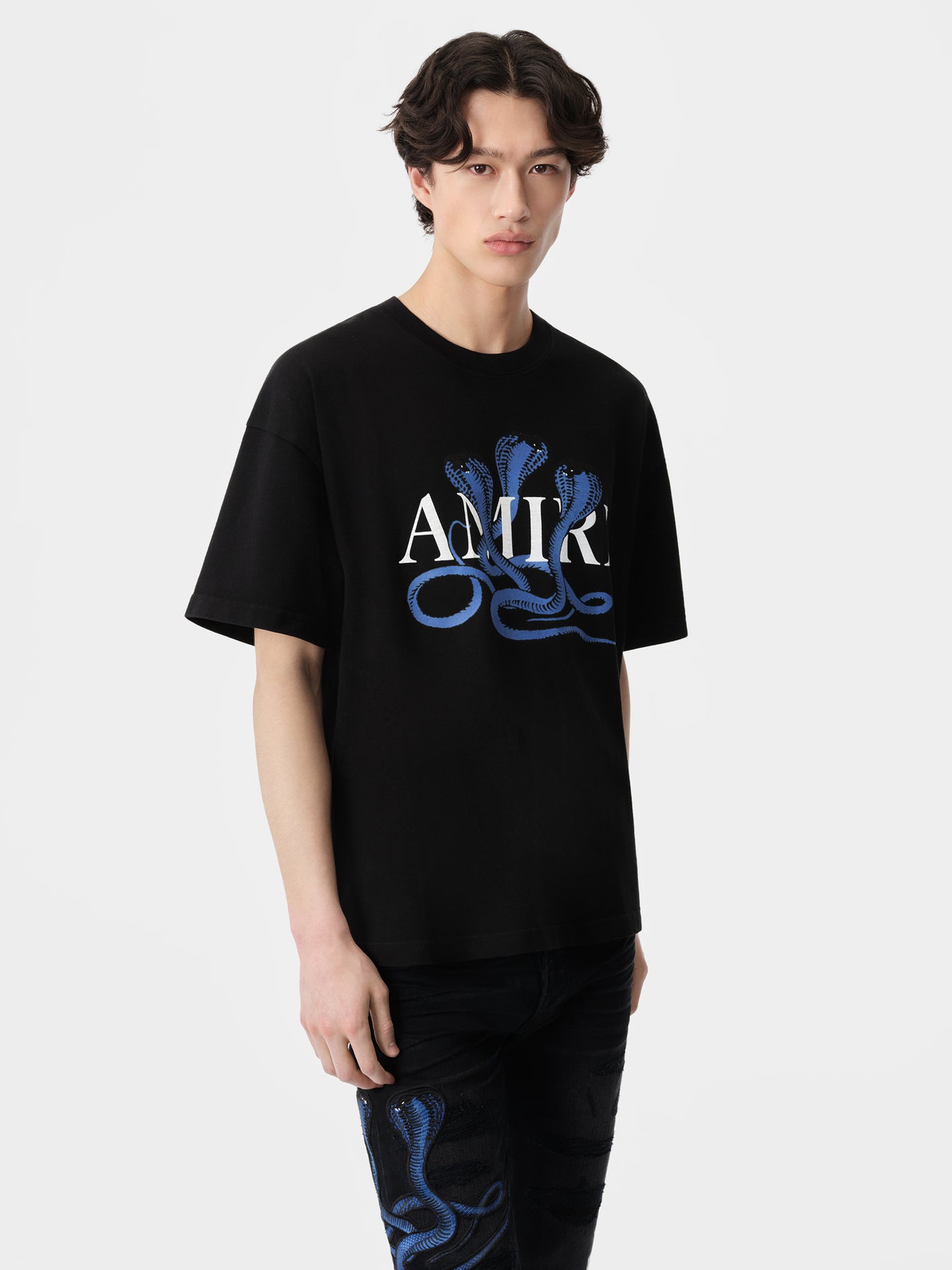 GLITTER POISON LOGO SKATER TEE - Black Blue