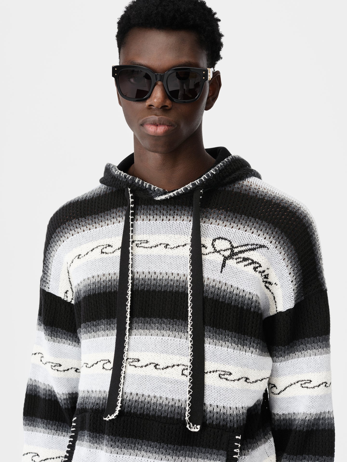 AMRI WAVE BAJA STRIPE HOODIE - Black