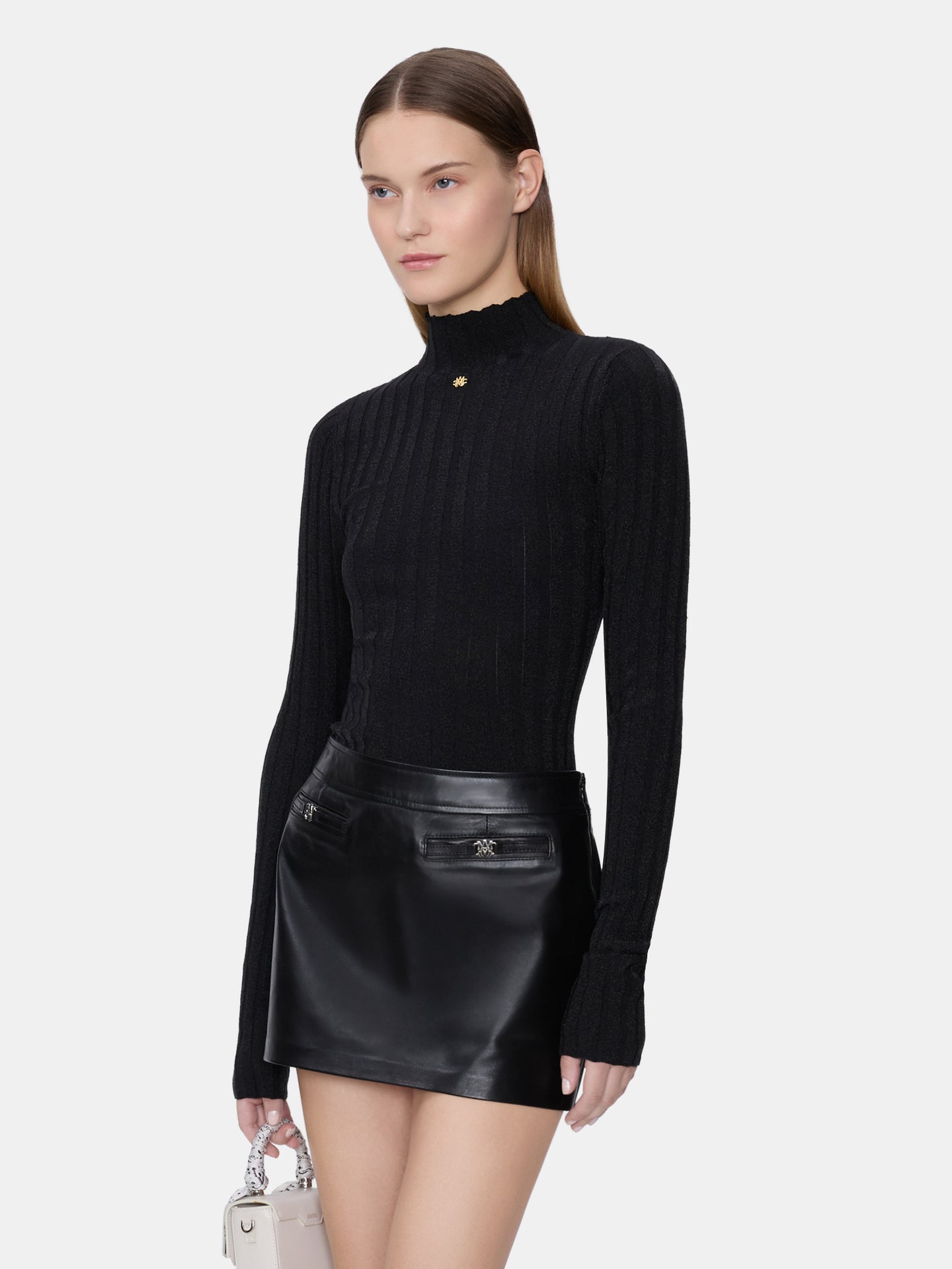 WOMEN - WOMEN'S LUREX TURTLE NECK - BLACK - AMIRI