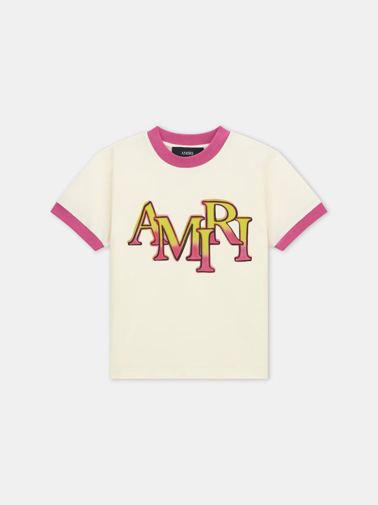 KIDS - KIDS' AMIRI STAGGERED RINGER TEE - Ivory - AMIRI