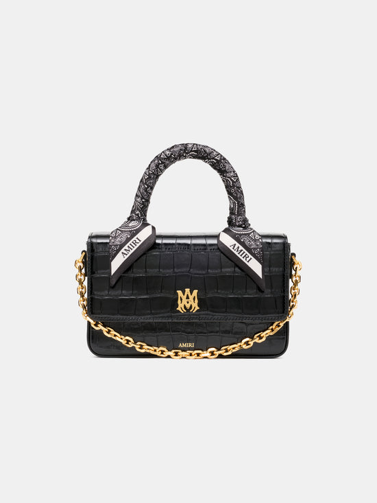 WOMEN - WOMEN'S CROC EMBOSSED LONG MA BAG - BLACK - AMIRI