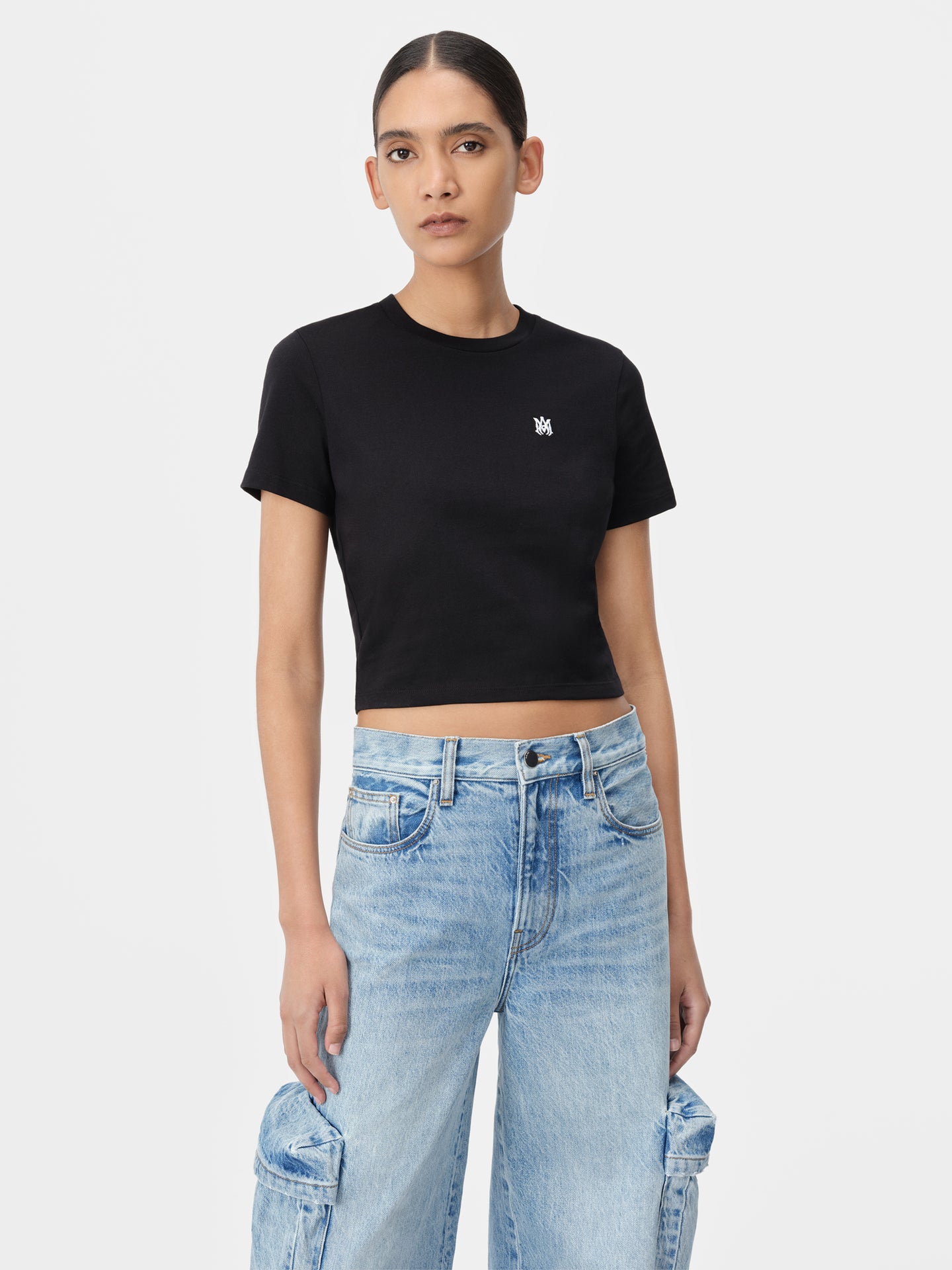 WOMEN - WOMEN'S MA EMBROIDERED BABY TEE - Black