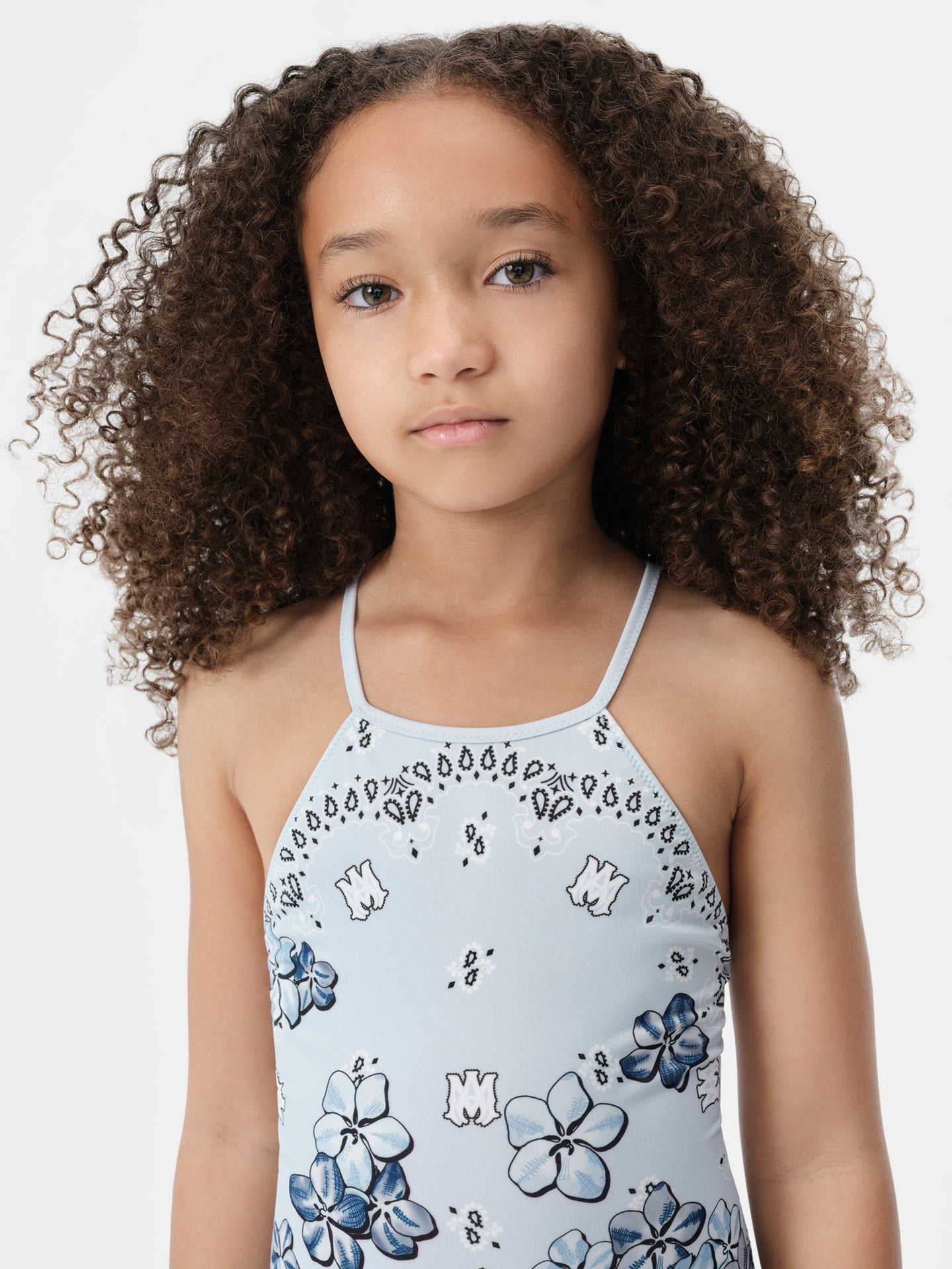 KIDS - KIDS' BANDANA FLORAL ONE-PIECE - Cerulean