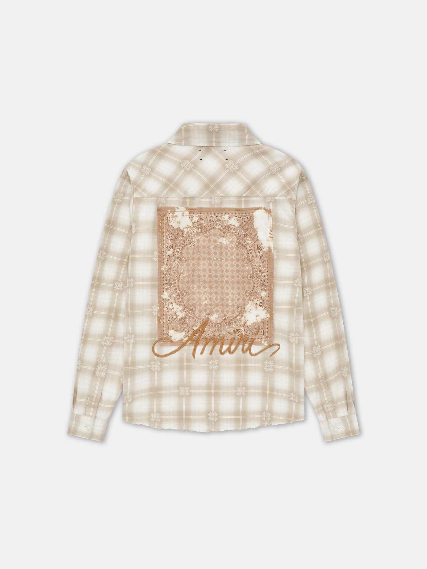 BLEACH BANDANA PATCH FLANNEL - Light Camel - AMIRI
