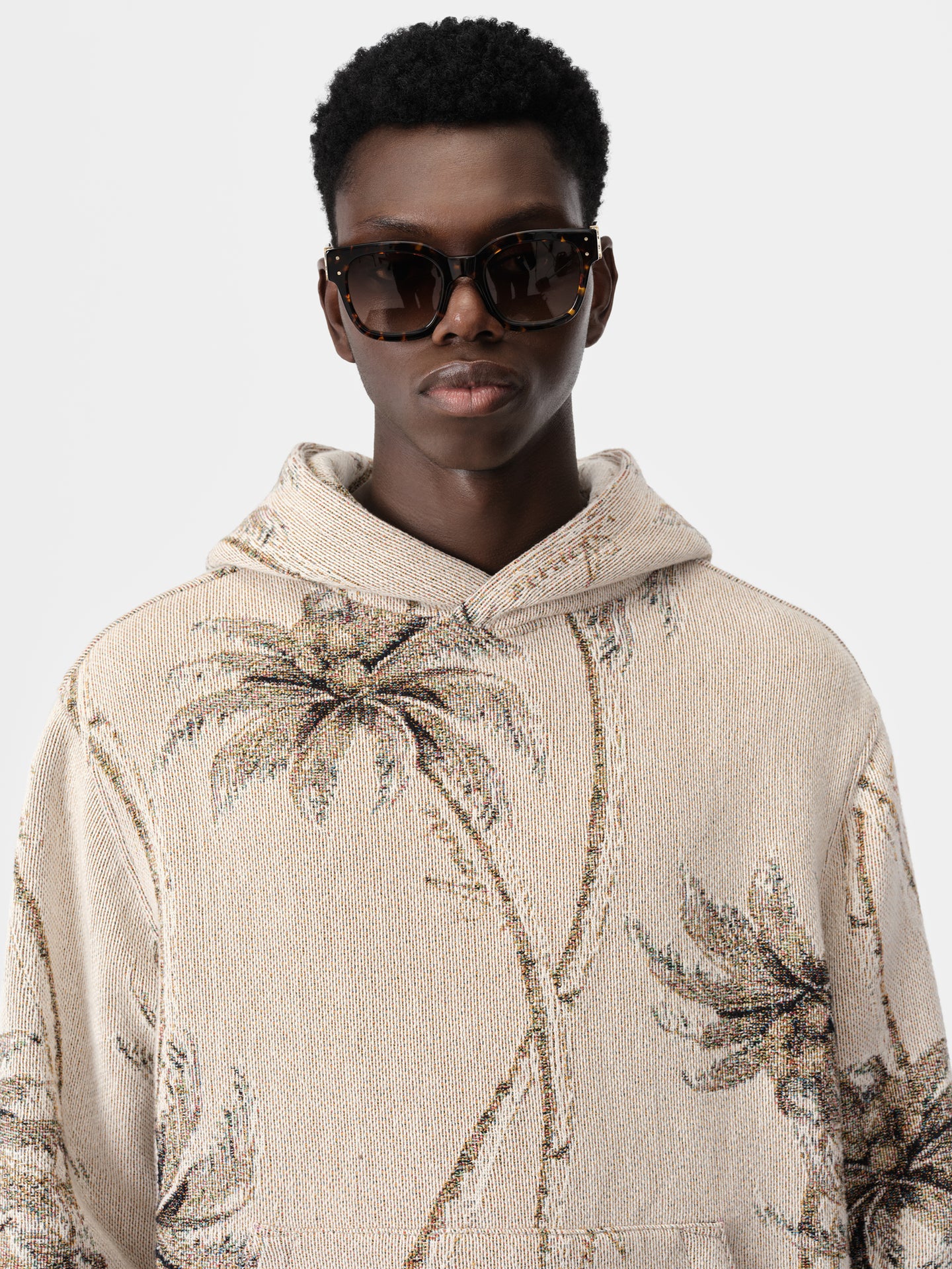 TWISTED PALMS TAPESTRY HOODIE - Alabaster