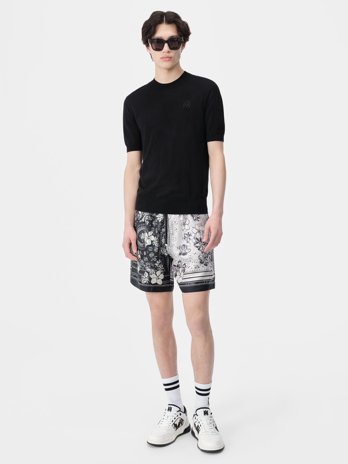 BANDANA FLORAL SHORT - Black