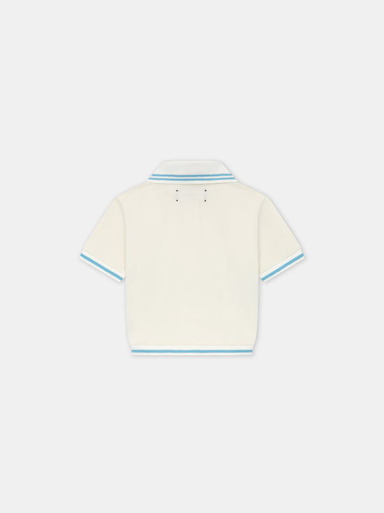 WOMEN - WOMEN'S AMIRI BOX SCRIPT CROPPED POLO - Ice Blue - AMIRI