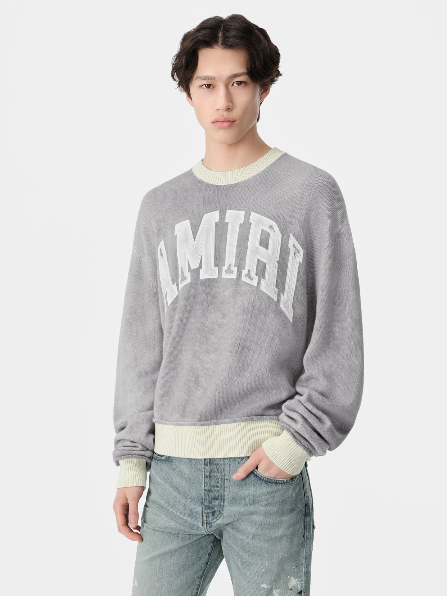 AMIRI VINTAGE CASHMERE CREW - Grey