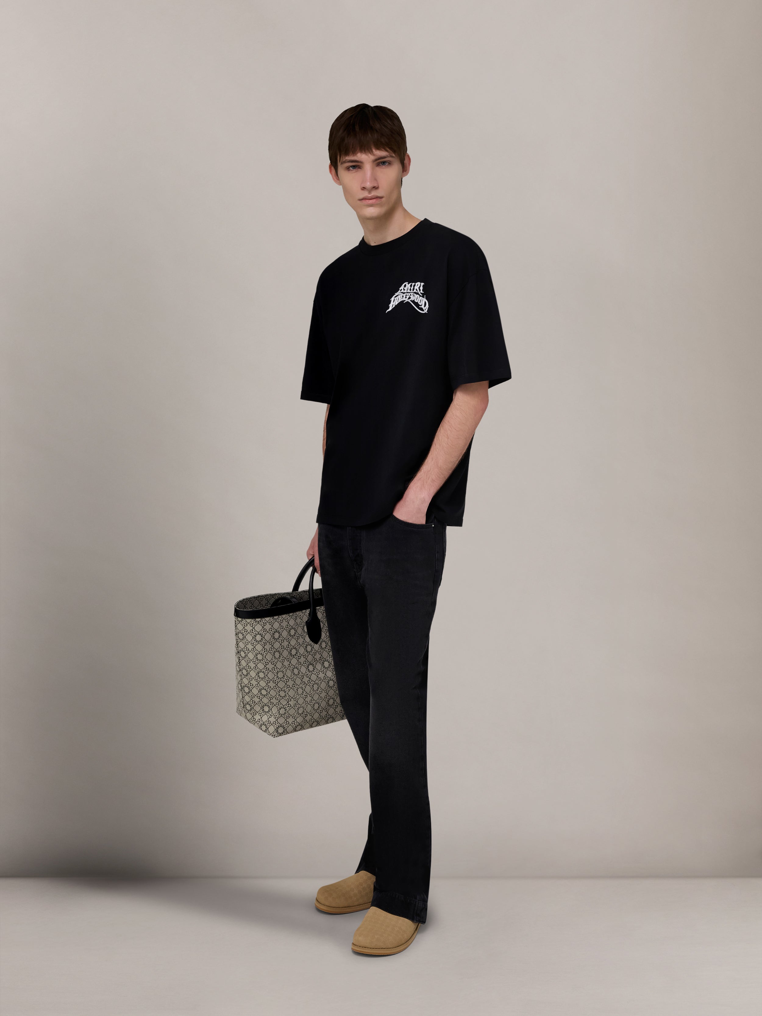 AMIRI HOLLYWOOD LIGHTWEIGHT JERSEY SKATE TEE - Black