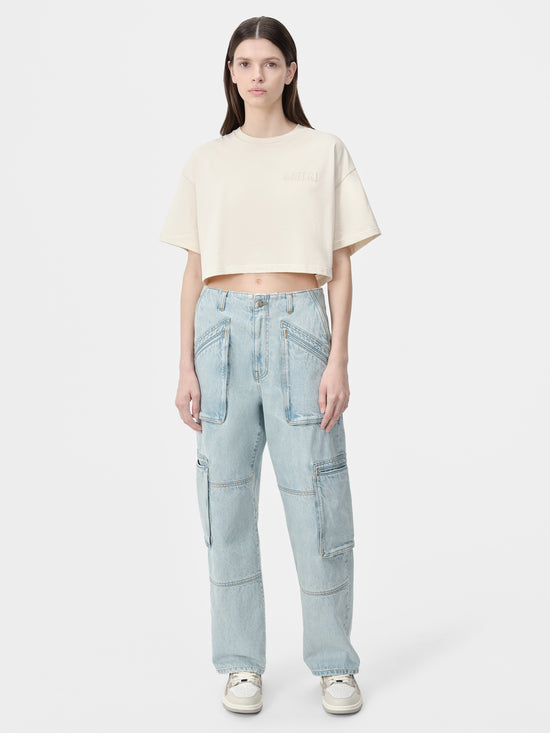 WOMEN - WOMEN'S AMIRI EMBROIDERED CROPPED TEE - Alabaster