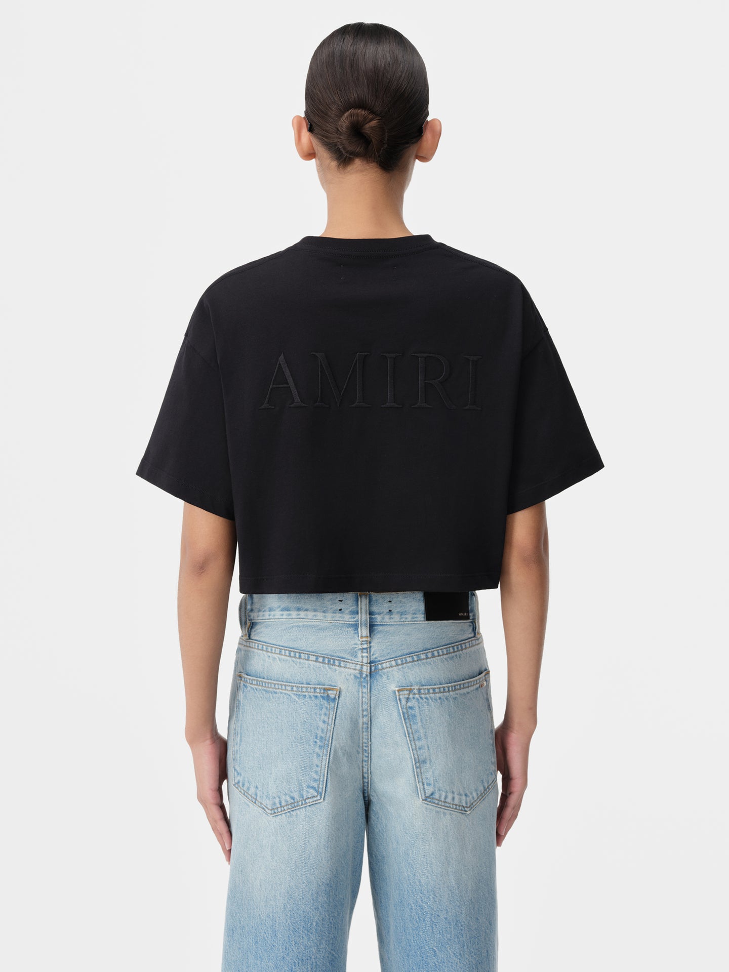 WOMEN - WOMEN'S AMIRI EMBROIDERED CROPPED TEE - Black