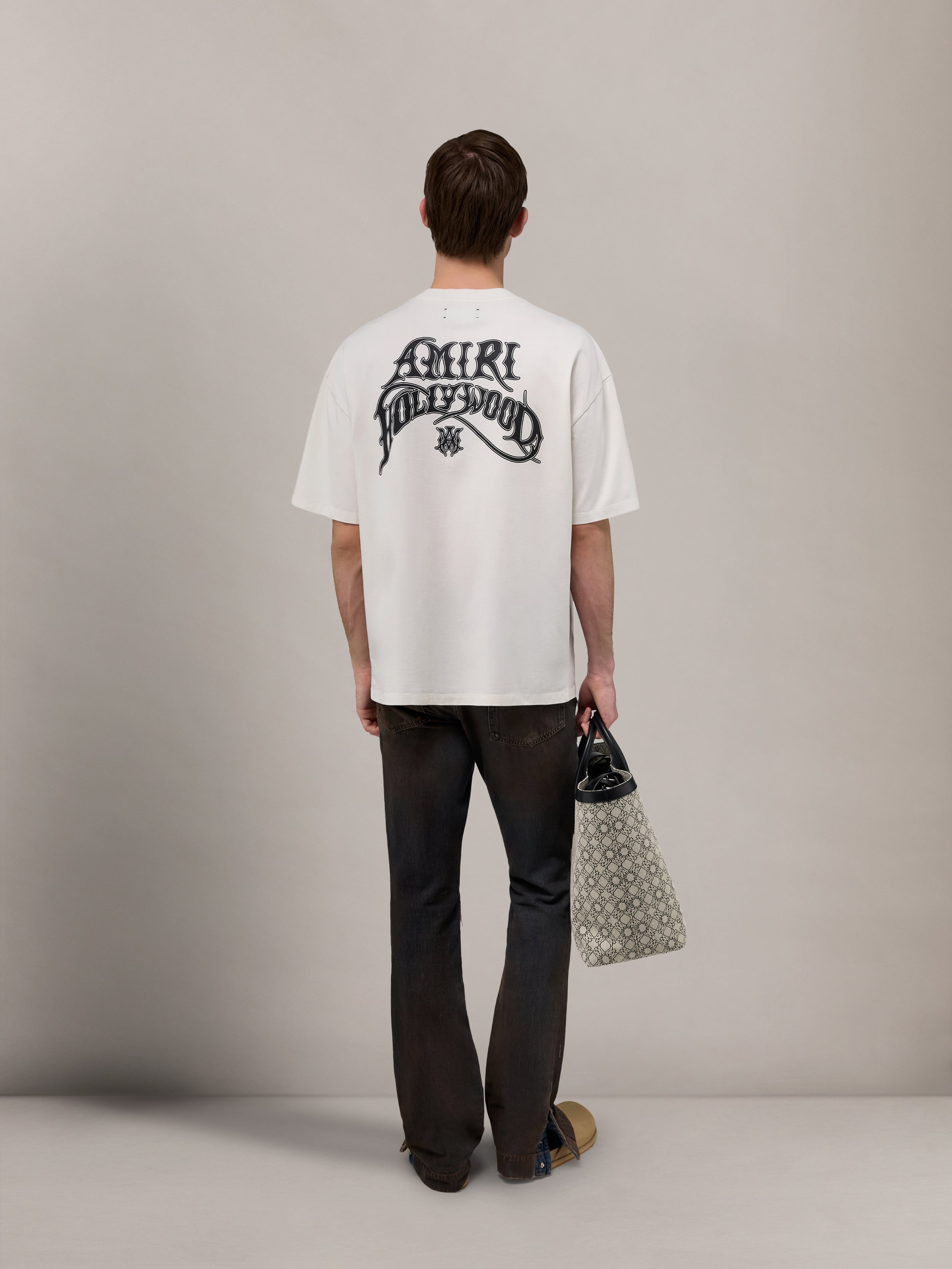 AMIRI HOLLYWOOD LIGHTWEIGHT JERSEY SKATE TEE - Ivory