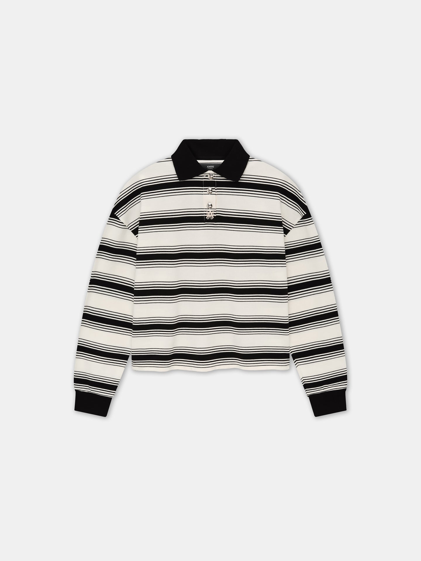 WOMEN - WOMEN'S MA STRIPE OVERSIZED POLO - Ivory Black - AMIRI