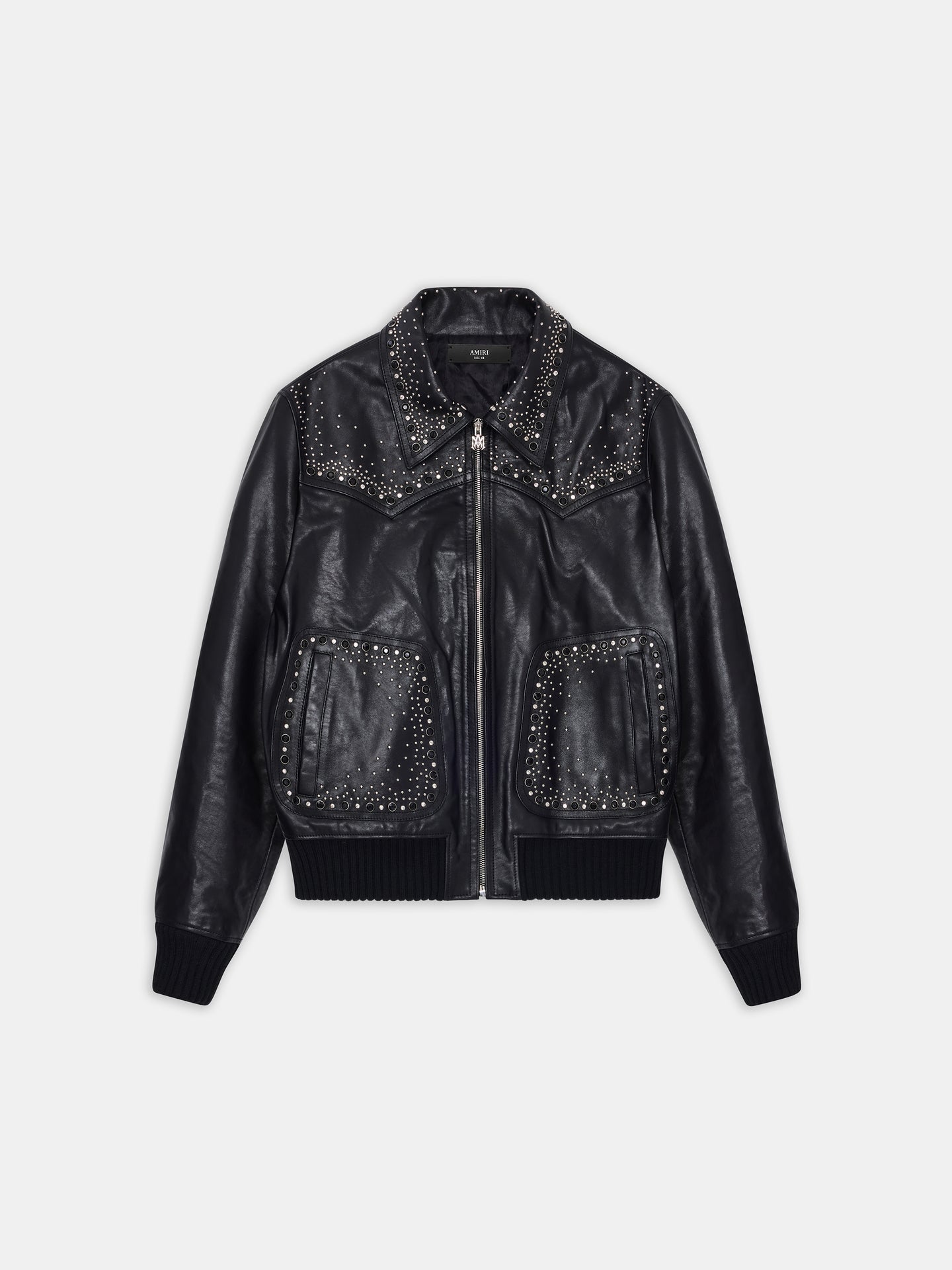 CRYSTAL LEATHER WESTERN JACKET - BLACK - AMIRI