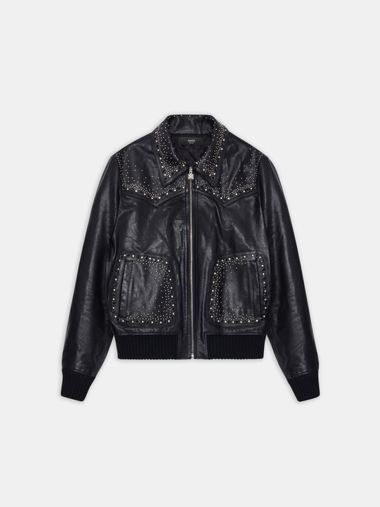 CRYSTAL LEATHER WESTERN JACKET - BLACK - AMIRI