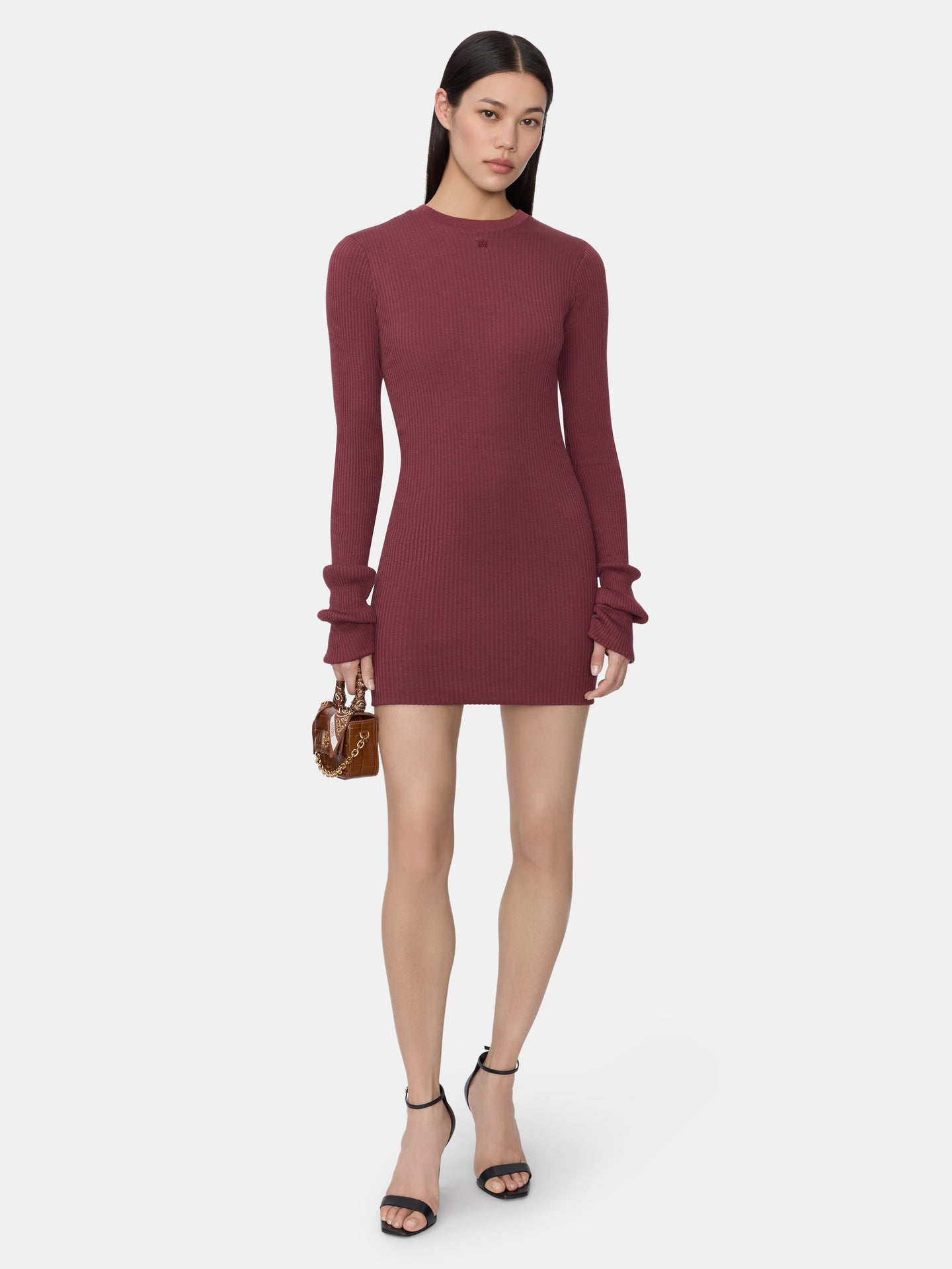 WOMEN - WOMEN'S MA LONG SLEEVE MINI DRESS - WINE - AMIRI
