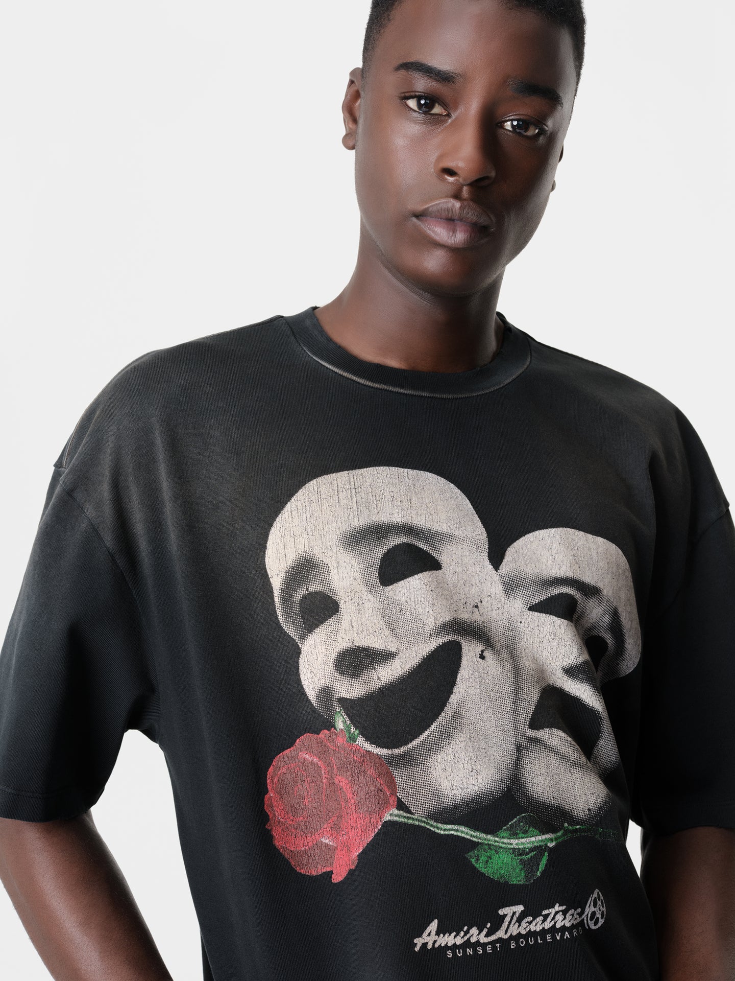 THEATRE MASKS OVERSIZED TEE - Black