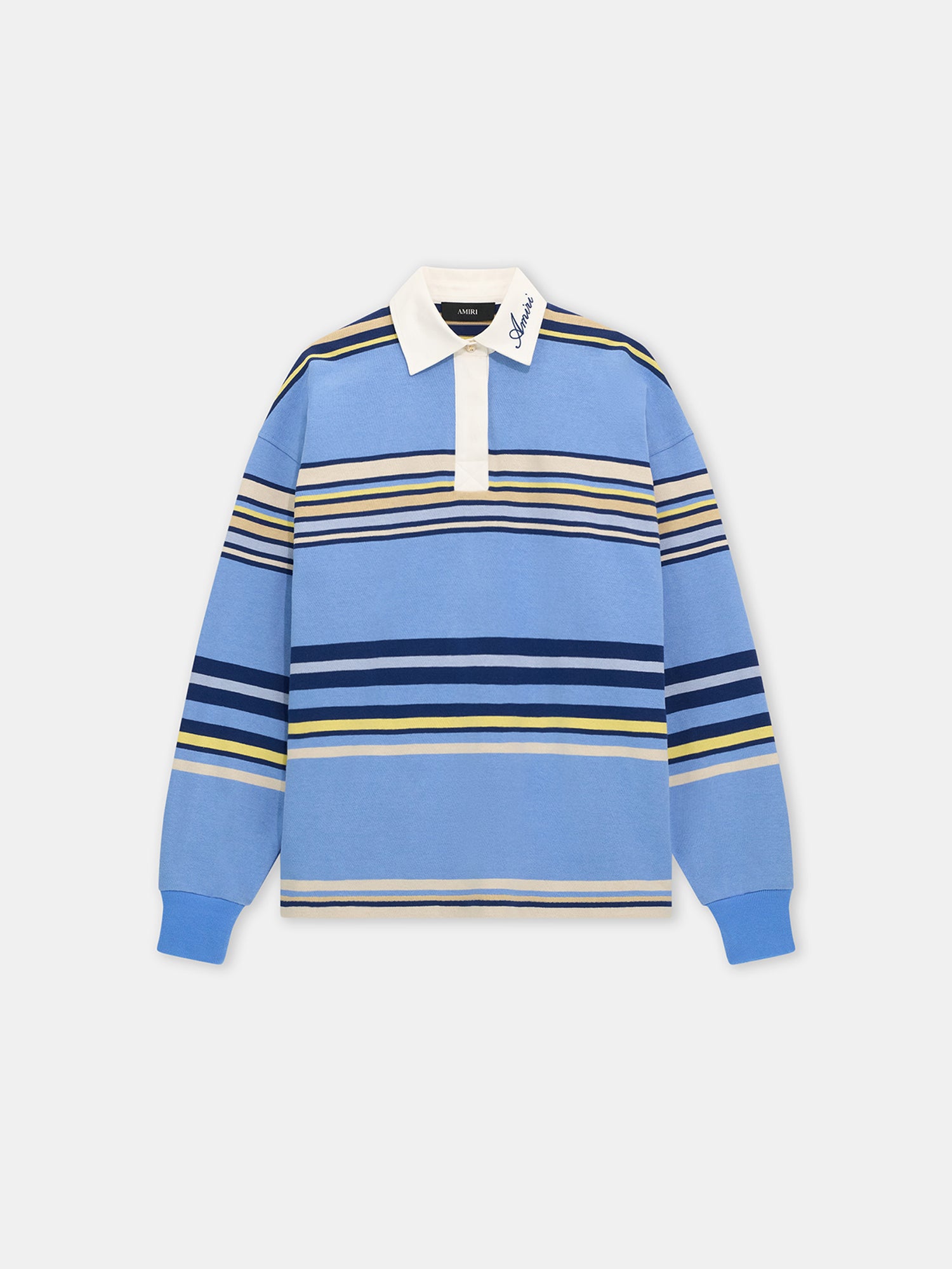 Product STRIPED OVERSIZED LONG SLEEVE POLO - Blue featured image