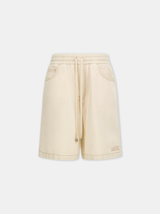 DRAWSTRING DENIM SHORT - Ecru - AMIRI