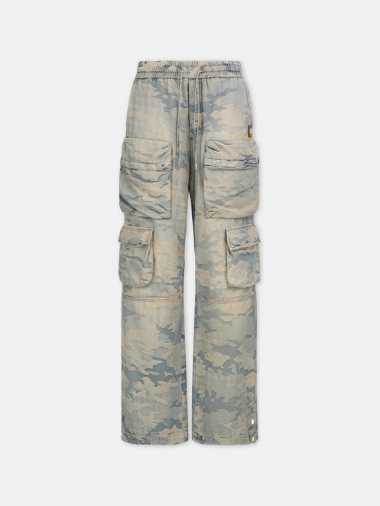CAMO JACQUARD BAGGY CARGO JEAN - Camo Indigo - AMIRI
