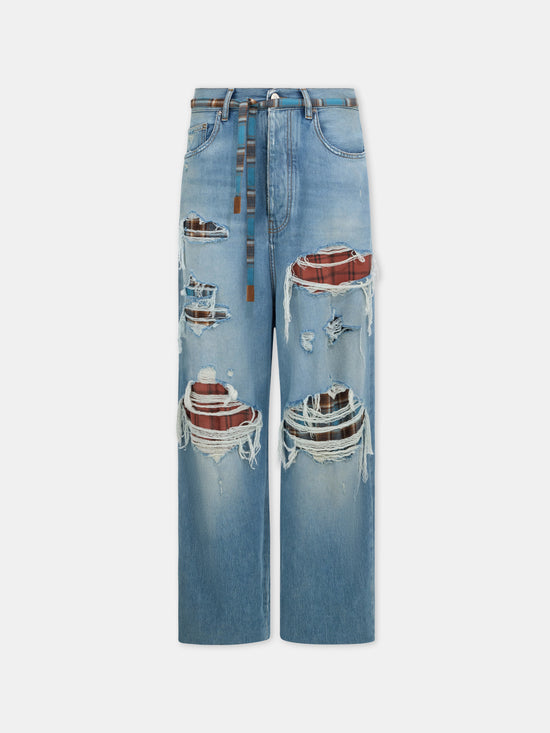 FLANNEL REPAIR BAGGY JEAN - Surfrider Indigo - AMIRI