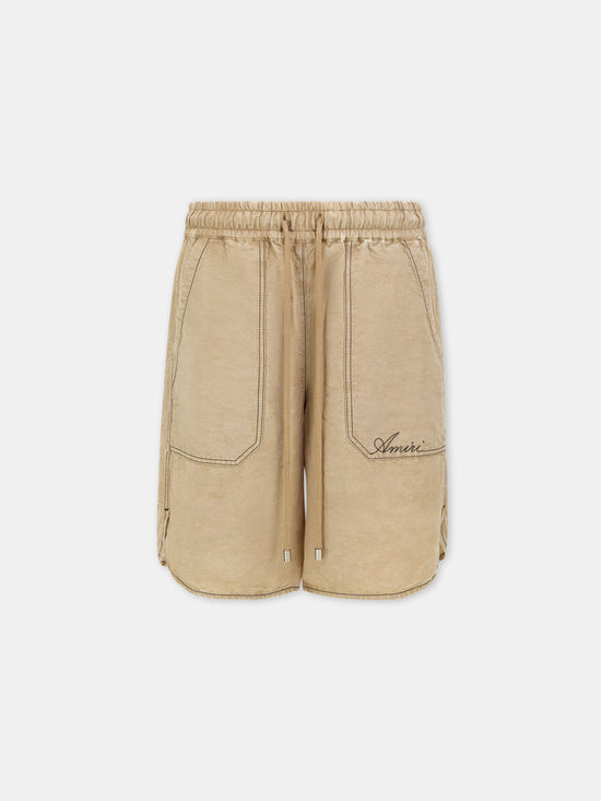 SCRIPT LINEN GD SHORT - Earth - AMIRI