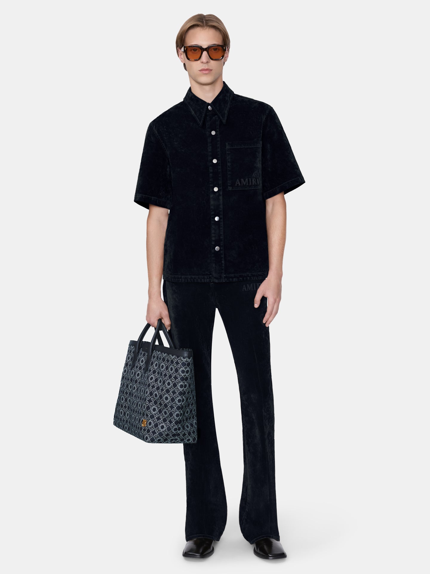 VELVET CAMP SHIRT - BLACK - AMIRI