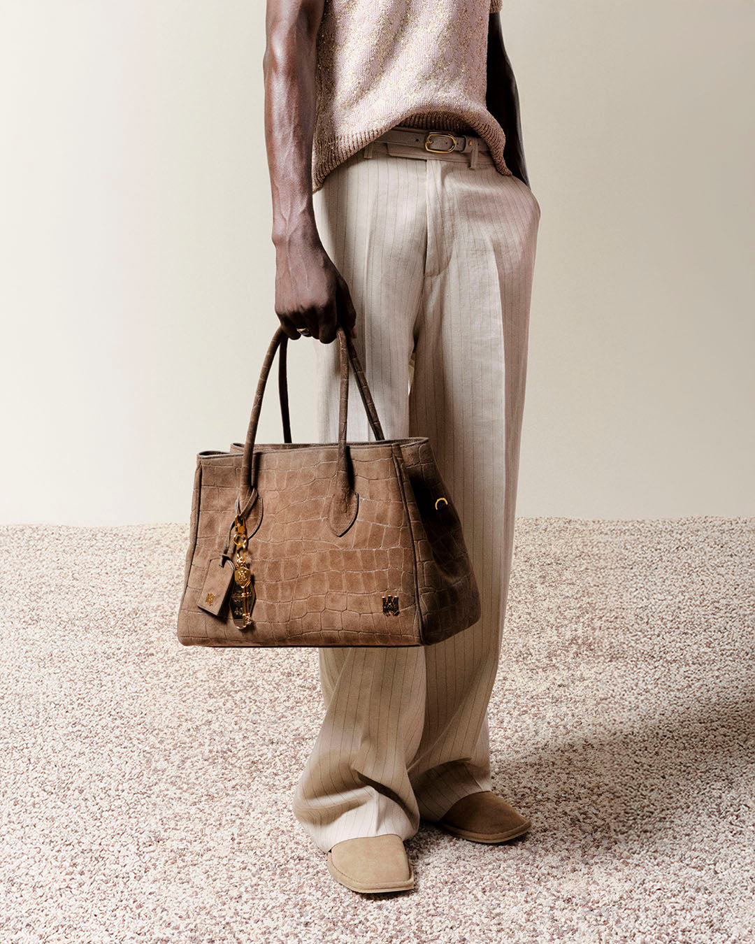 WOMEN - WOMEN'S SUEDE CROC HONEY 40 TOTE - Dark Brown - AMIRI