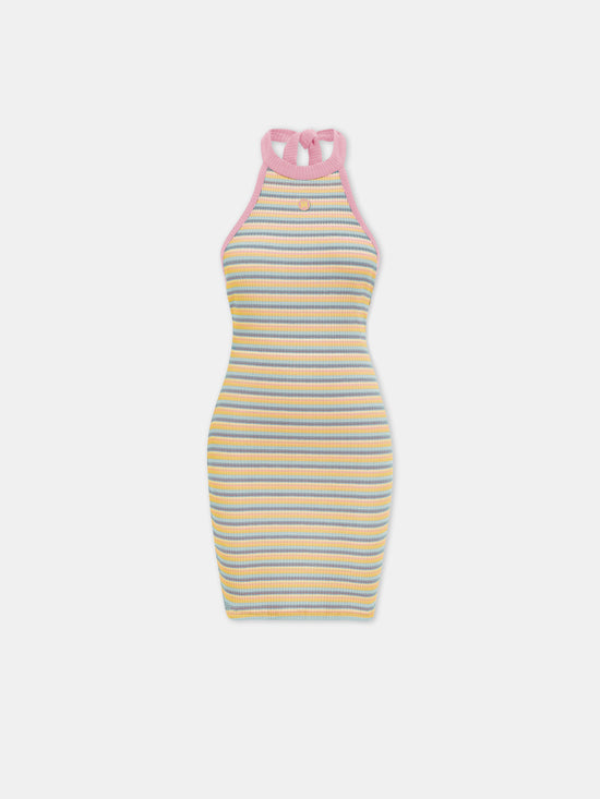 WOMEN - WOMEN'S MA STRIPED HALTER MINI DRESS - Multi - AMIRI